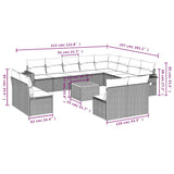 vidaXL 13-piece Garden Sofa Set with Cushions Black Poly Rattan