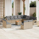 vidaXL 14-delige Loungeset met kussens poly rattan zwart