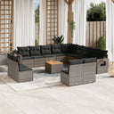 vidaXL 14-delige Loungeset met kussens poly rattan zwart