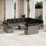 vidaXL 14-delige Loungeset met kussens poly rattan zwart
