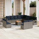 vidaXL 14-piece Garden Sofa Set with Cushions Black Poly Rattan