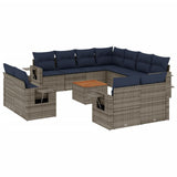 vidaXL 12-piece garden lounge set with cushions black poly rattan