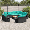 vidaXL 13-piece Garden Lounge Set with Cushions Black Poly Rattan