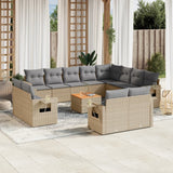 vidaXL 13-delige Loungeset met kussens poly rattan zwart