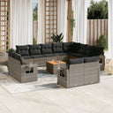 vidaXL 13-delige Loungeset met kussens poly rattan zwart