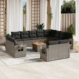 vidaXL 13-delige Loungeset met kussens poly rattan zwart