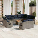 vidaXL 13-piece Garden Lounge Set with Cushions Black Poly Rattan