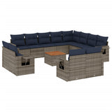 vidaXL 13-piece Garden Lounge Set with Cushions Black Poly Rattan