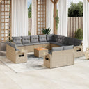 vidaXL 14-delige Loungeset met kussens poly rattan zwart