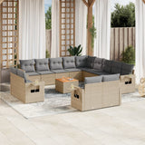 vidaXL 14-delige Loungeset met kussens poly rattan zwart