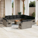 vidaXL 14-delige Loungeset met kussens poly rattan zwart