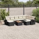 vidaXL 10-Piece Lounge Set with Cushions Poly Rattan Black