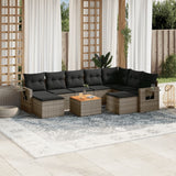 vidaXL 10-delige Loungeset met kussens poly rattan zwart
