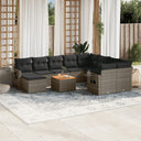 vidaXL 11-delige Loungeset met kussens poly rattan zwart