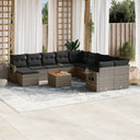 vidaXL 12-delige Loungeset met kussens poly rattan zwart