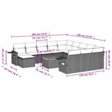 vidaXL 13-Piece Garden Sofa Set with Cushions Black Poly Rattan