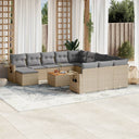 vidaXL 13-delige Loungeset met kussens poly rattan zwart