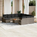 vidaXL 13-delige Loungeset met kussens poly rattan zwart