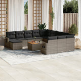 vidaXL 13-delige Loungeset met kussens poly rattan zwart