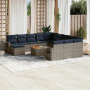 vidaXL 13-Piece Garden Sofa Set with Cushions Black Poly Rattan