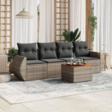 vidaXL 5-delige Loungeset met kussens poly rattan zwart