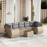 vidaXL 8-delige Loungeset met kussens poly rattan zwart