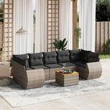 vidaXL 8-delige Loungeset met kussens poly rattan zwart