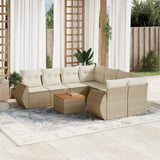 vidaXL 9-delige Loungeset met kussens poly rattan zwart