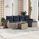 vidaXL 6-Piece Garden Sofa Set with Cushions Black Poly Rattan
