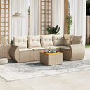 vidaXL 6-delige Loungeset met kussens poly rattan zwart