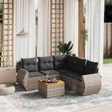 vidaXL 6-delige Loungeset met kussens poly rattan zwart