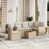 vidaXL 6-delige Loungeset met kussens poly rattan zwart