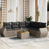 vidaXL 7-delige Loungeset met kussens poly rattan zwart