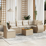 vidaXL 7-delige Loungeset met kussens poly rattan zwart