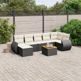 vidaXL 8-delige Loungeset met kussens poly rattan zwart