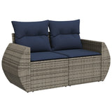 vidaXL 8-delige tuinbankset met kussens, zwart polyrotan
