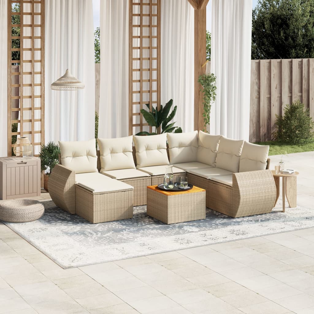 vidaXL 8-delige Loungeset met kussens poly rattan zwart