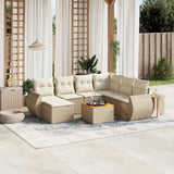 vidaXL 8-delige Loungeset met kussens poly rattan zwart