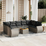 vidaXL 10-delige Loungeset met kussens poly rattan zwart