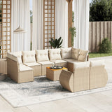 vidaXL 10-delige Loungeset met kussens poly rattan zwart