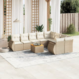 vidaXL 10-delige Loungeset met kussens poly rattan zwart