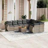 vidaXL 10-delige Loungeset met kussens poly rattan zwart