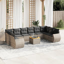 vidaXL 11-delige Loungeset met kussens poly rattan zwart