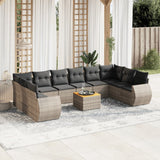 vidaXL 11-Piece Lounge Set with Cushions Poly Rattan Black