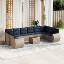 vidaXL 11-Piece Garden Lounge Set with Cushions, Black Poly Rattan