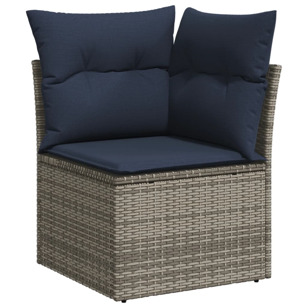 vidaXL 11-Piece Garden Lounge Set with Cushions, Black Poly Rattan
