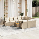 vidaXL 11-Piece Lounge Set with Cushions Poly Rattan Black