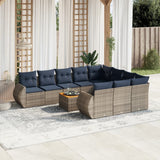 vidaXL 11-Piece Garden Lounge Set with Cushions, Black Poly Rattan