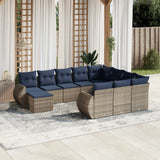 vidaXL 11-Piece Garden Lounge Set with Cushions, Black Poly Rattan
