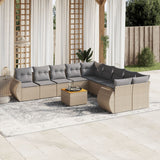 vidaXL 11-Piece Lounge Set with Cushions Poly Rattan Black